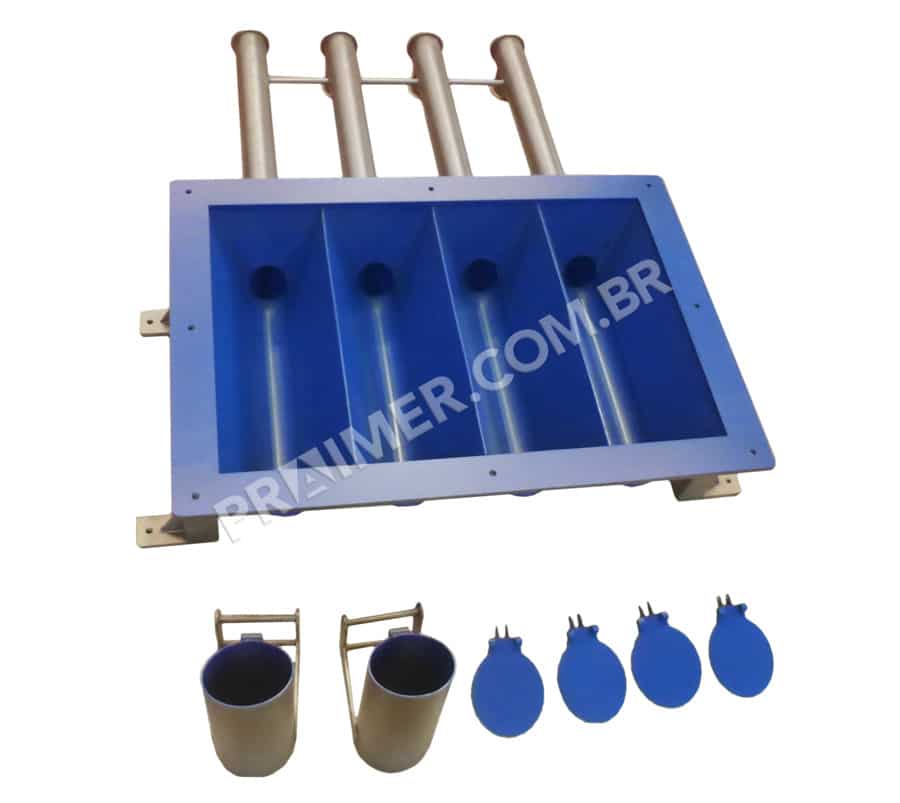 Xylan blue fluoropolymer for metering hopper for the meat industry